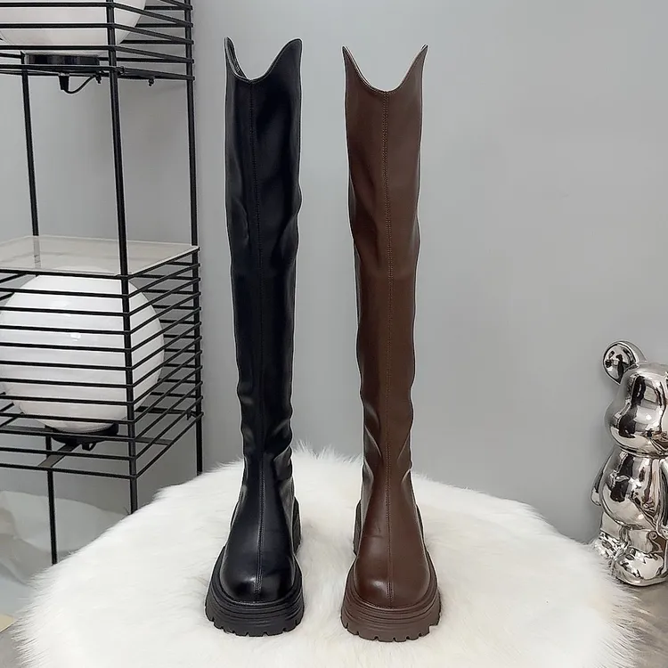 过膝靴女2025新款秋冬靴子粗跟骑士靴高跟长筒靴显瘦弹力瘦瘦长靴