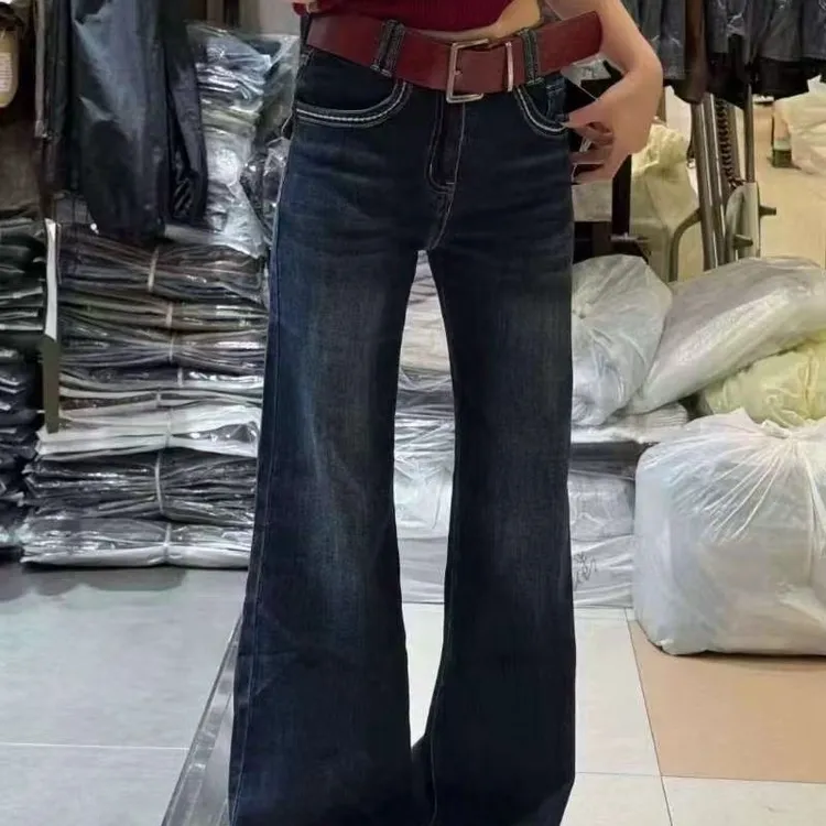 2025秋季新款高腰显瘦微喇牛仔裤女适合胖mm梨形身材微辣直筒裤