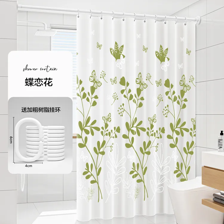 卫生间防水浴帘免打孔套装浴室干湿分离隔断帘淋浴洗澡窗帘挂帘