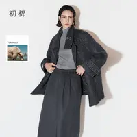 初棉秋冬设计师款复古毛呢大牌绒立领短款大衣367666015