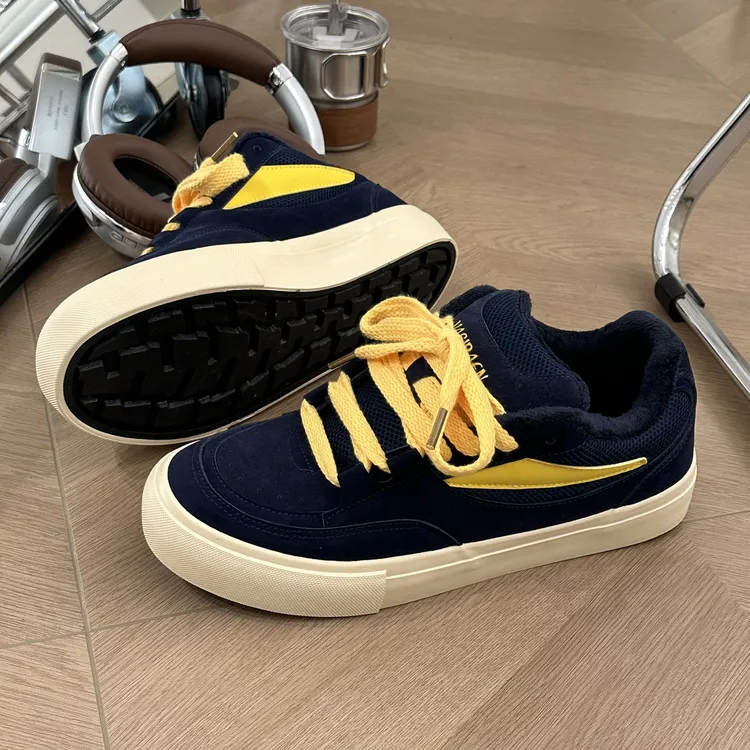 原创设计冬季加绒保暖棉鞋2025新款加厚二棉男鞋小众拼色男款鞋子