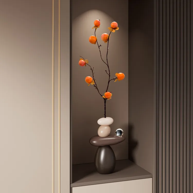 时来运转入户玄关壁龛摆件柿柿如意客厅电视柜装饰品