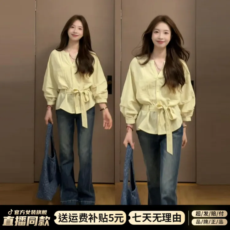 气质时尚小众设计感显瘦复古法式宽松休闲减龄韩版早秋衬衫女新款