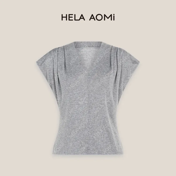 HELA AOMI“莱赛尔100% 蓝白序章”弹力小飞袖针织衫CY5BM32569