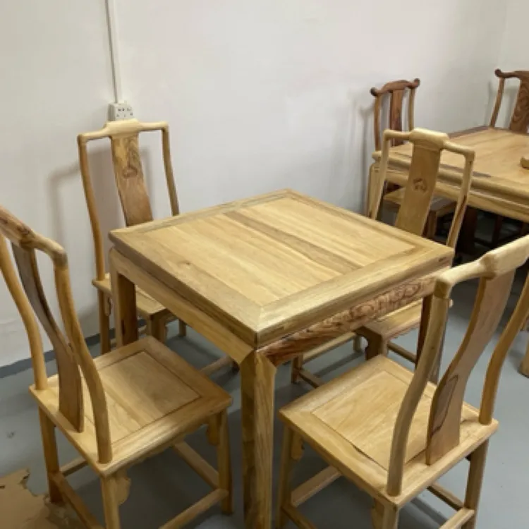 餐桌单桌四方桌正方形原木两用一桌四椅阳台方形桌子新中式