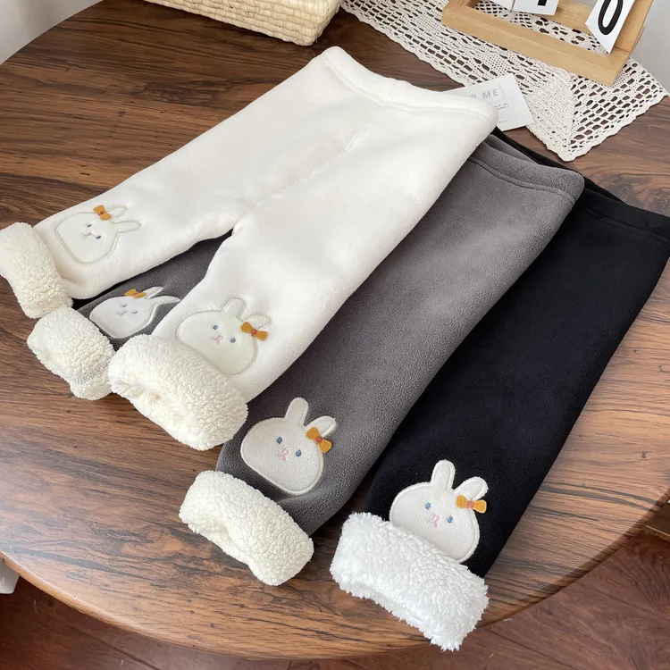 宝宝羊羔绒一体超厚打底裤加绒加厚裤子女童外穿保暖裤2025新款潮