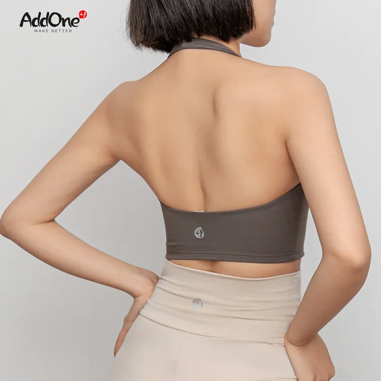 AddOne+1运动瑜伽普拉提健身挂脖美背短背心
