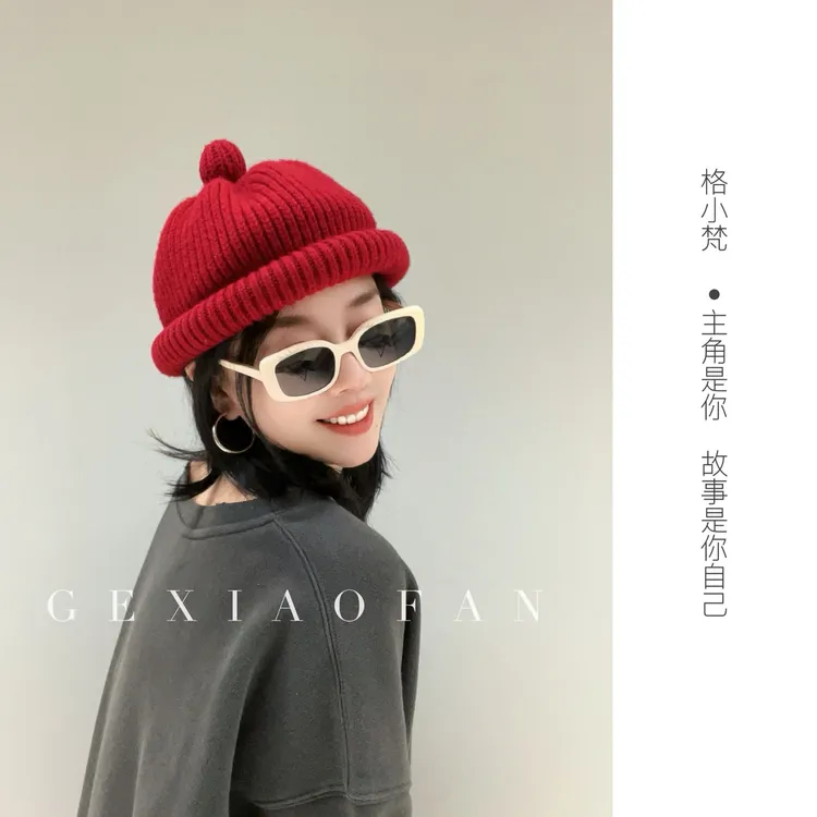 格小梵 ·100%绵羊毛减龄俏皮针织帽显脸小百搭时尚秋冬季保暖帽子