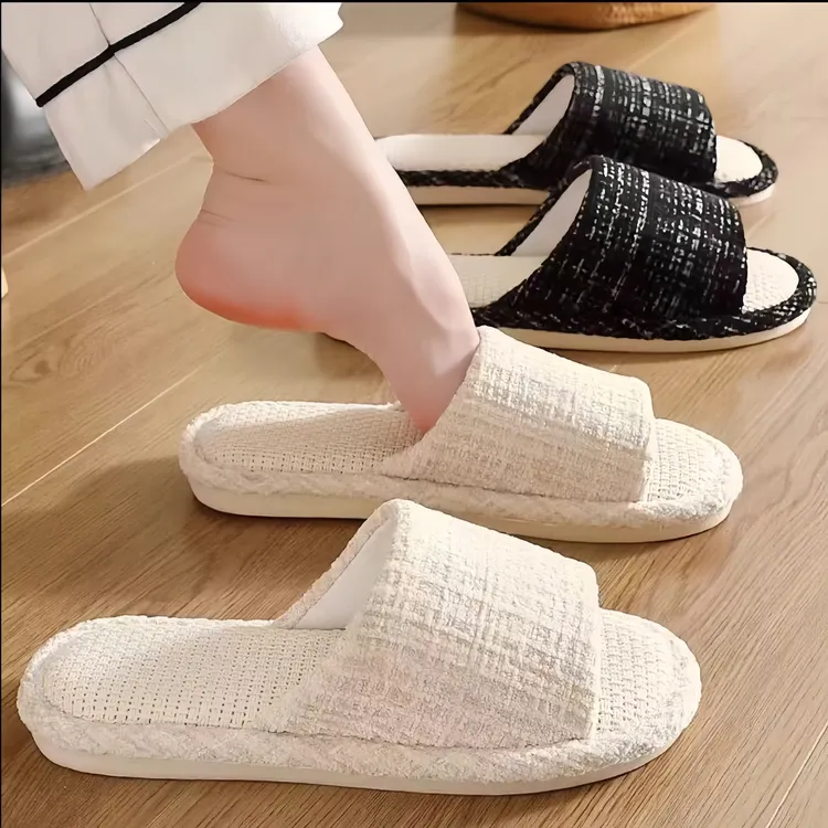 亚麻拖鞋女款春秋居家室内吸汗防滑简约时尚四季家用棉麻布拖鞋