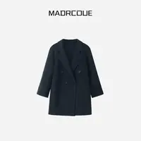 MADRCOUE 翻领简约气质款长袖毛呢大衣KFE25030