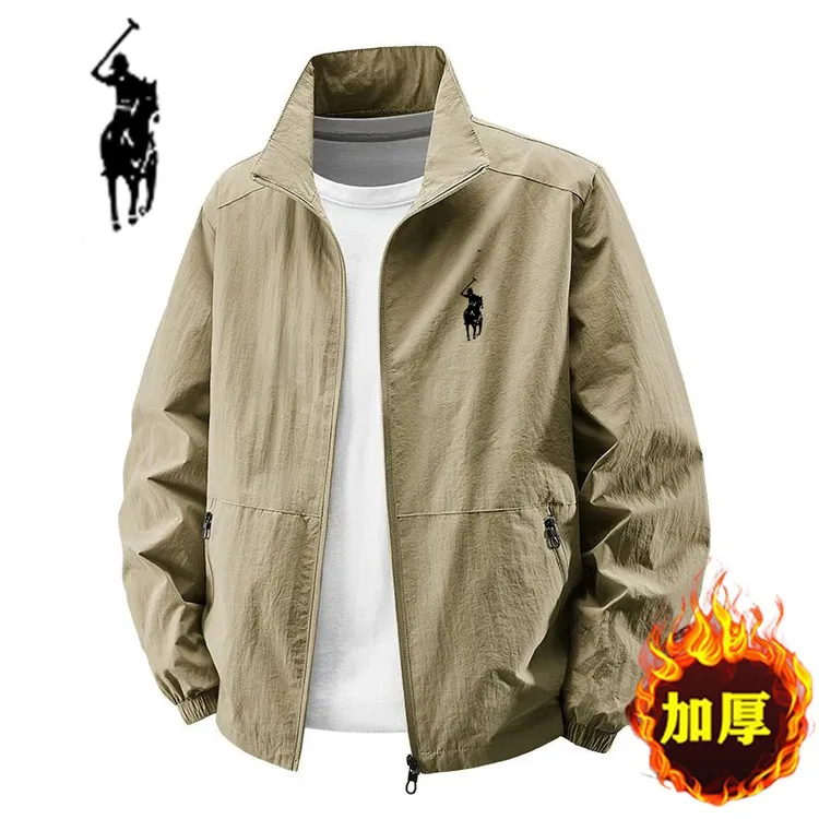 品牌直发夹克防风男装运动休闲网布飞行员加绒透气外套户外秋冬款