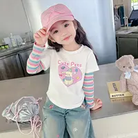 女童长袖T恤2025秋装新款儿童可爱小清新打底衫中小童宽松上衣潮