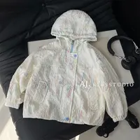 【现货】阿卷春秋装女童韩版时尚五彩线条菱格纹理休闲外套SJ6390