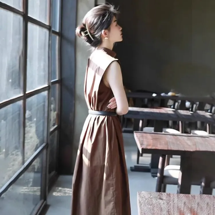 高级感小众无袖连衣裙子女夏季2025新款小个子穿搭一整套气质长裙