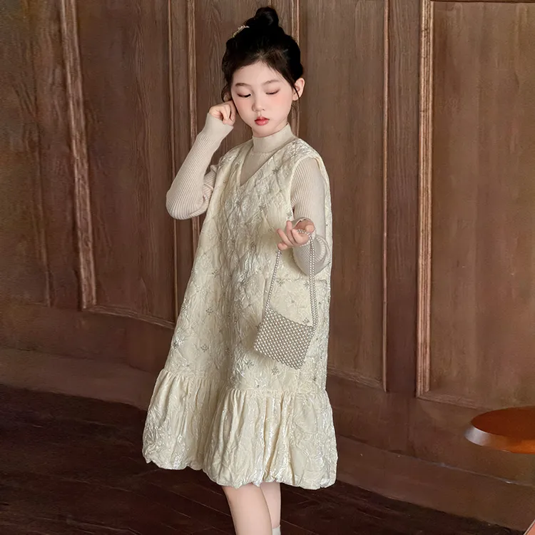 女童连衣裙冬季2025新款洋气儿童公主裙女孩裙子大童超好看背心裙