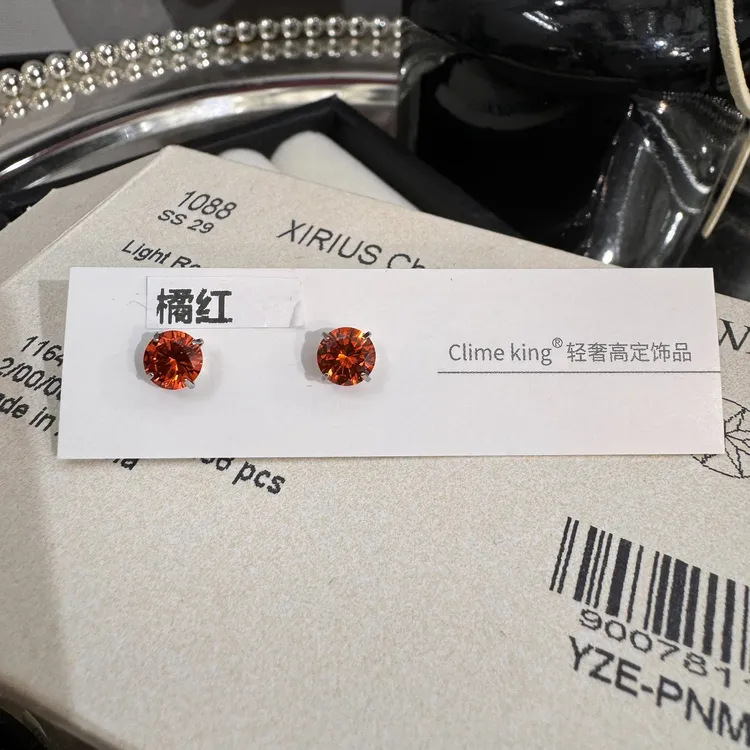 钛合金耳饰 钛合金F136彩色莫桑钻植入耳钉养耳洞外螺旋耳钉