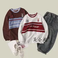 吴小越w1469男童秋装圆领极简春季卫衣棉t恤长袖中大童打底衫韩版