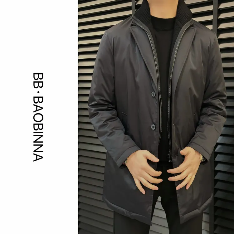 小野· 男装 | "英伦绅士"男士中长款羽绒外套6503