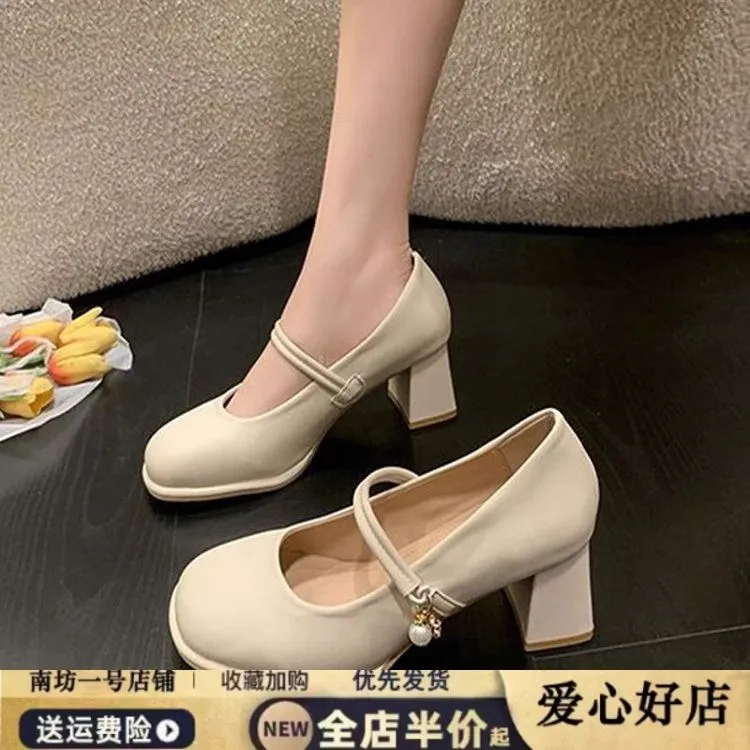 新百伦【断码清仓】鞋子玛丽珍单鞋女2025新款仙女粗跟高跟鞋软晚晚