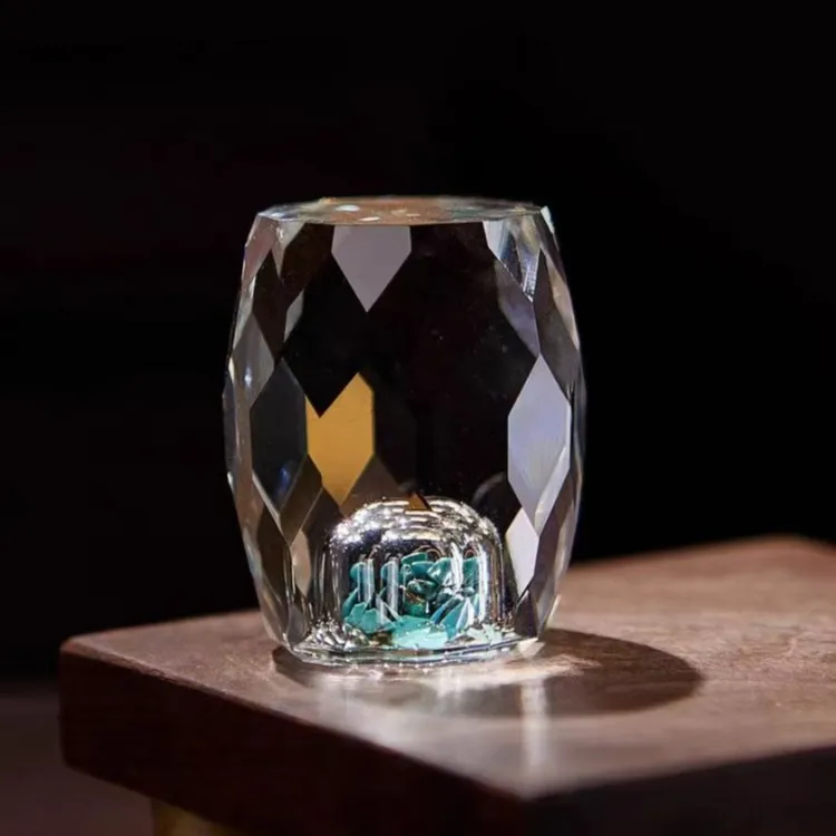 水晶 玻璃盖置高档水晶镶嵌绿松石创意茶壶盖子托盖架茶道配件
