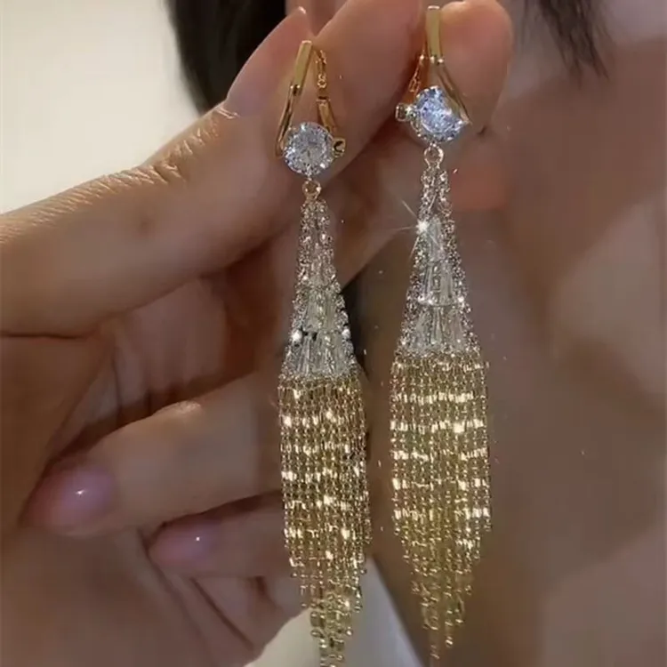 合金耳饰 小流苏气质轻奢长款时尚精致百搭高档耳扣麦穗流苏耳环