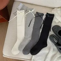 米娜家韩版秋冬氛围蝴蝶结小腿袜