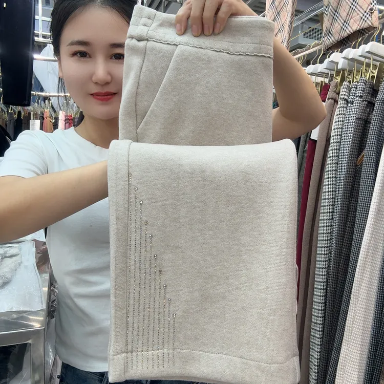 99097呢微喇裤女秋冬高腰显瘦垂感休闲喇叭裤时尚洋气女裤