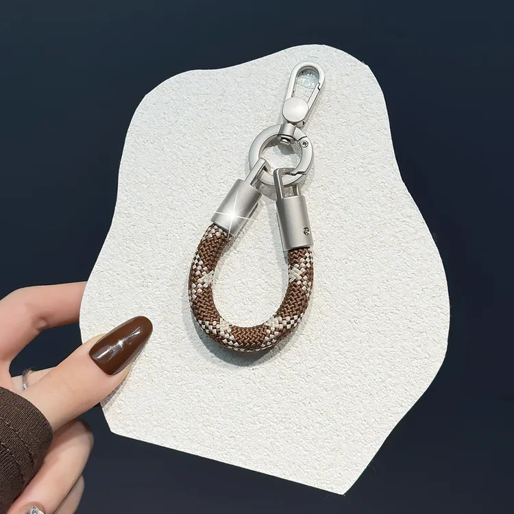 高档手机挂绳通用合金钥匙扣短款创意防丢便携编织绳男登山扣链条