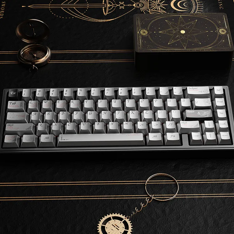 时间金属质感键帽黑色适配机械无线游戏键盘键帽外设桌搭磁轴键盘