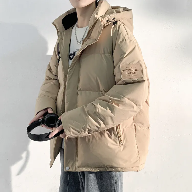 【天猫同款】唐狮冬季男连帽羽绒服短款加厚保暖外套韩版面包服