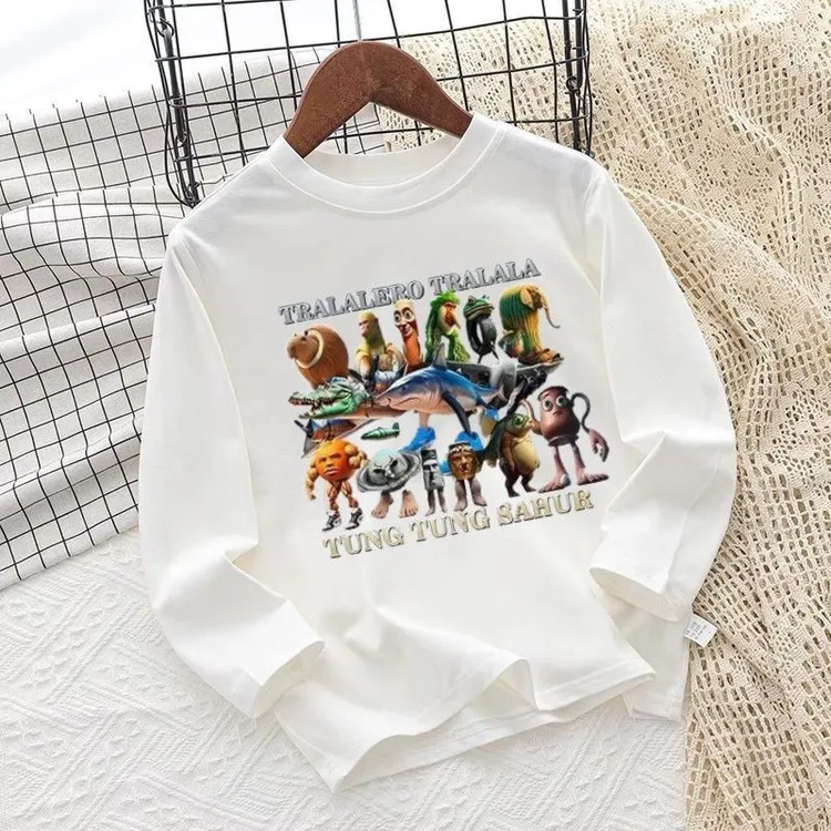 童装山海经2025年款衣服儿童春秋纯棉休闲长袖潮牌童装打底衫上衣