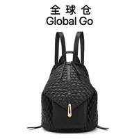 【球仓Global Go】双肩包菱格出行旅游背包轻奢M-002黑色
