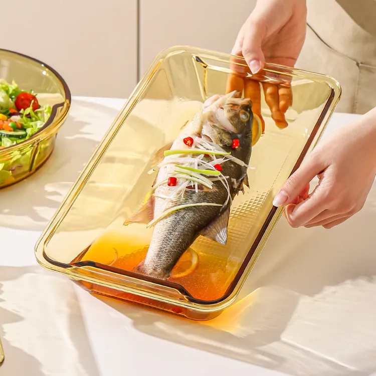 川岛屋玻璃烤盘蒸烤箱专用器皿捞汁小海鲜容器长方形家用蒸鱼盘子
