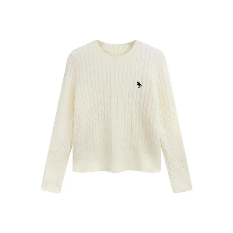 设计感长袖圆领薄款秋冬百搭小众慵懒风套头镂空短款上衣毛衣针织