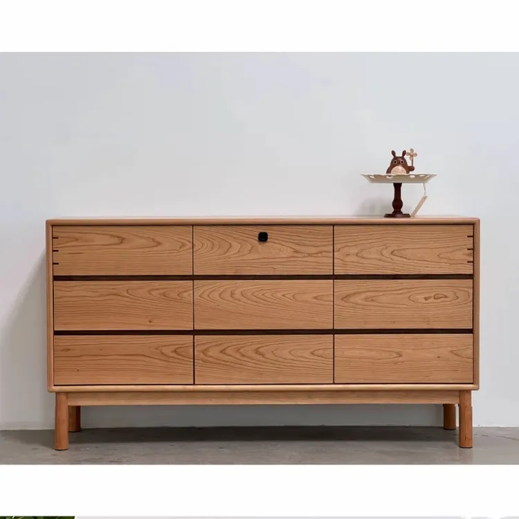 可用600券全材独板连纹樱桃木九斗柜定制黑胡桃家用卧室抽屉柜