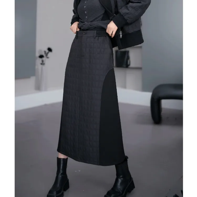 鑫鑫2025秋冬季新款流行时尚潮牌女装小众拼接百搭高腰半身裙6873