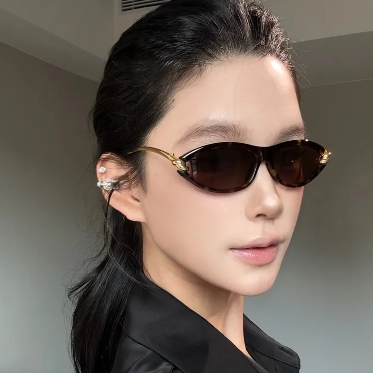 弗瑞姆眼镜欧美遮阳时尚猫眼墨镜高级感ins网红绳结椭圆太阳镜183