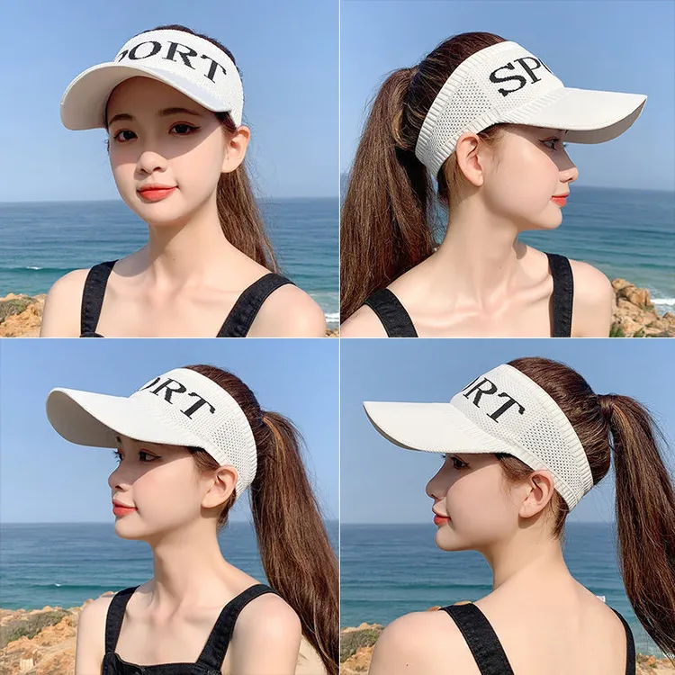 帽子女夏季出游防晒遮阳草帽防紫外线空顶帽大帽檐草编海边沙滩帽