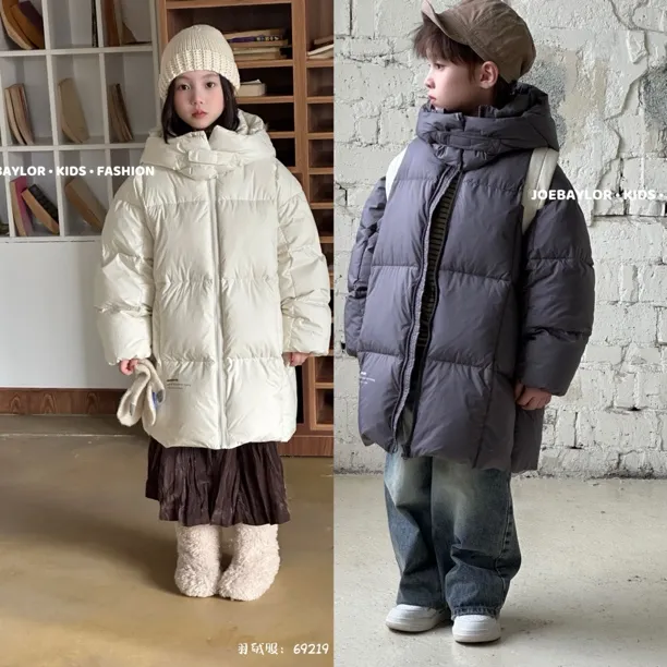 反季清仓捡漏 儿童长款羽绒服69219冬季保暖裤子外套羽绒男童女童