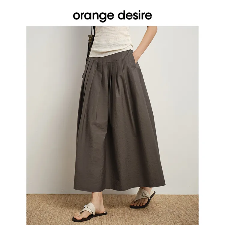 orange desire【绵云】显瘦伞裙百褶百搭半身裙25夏OD2ESWBN017
