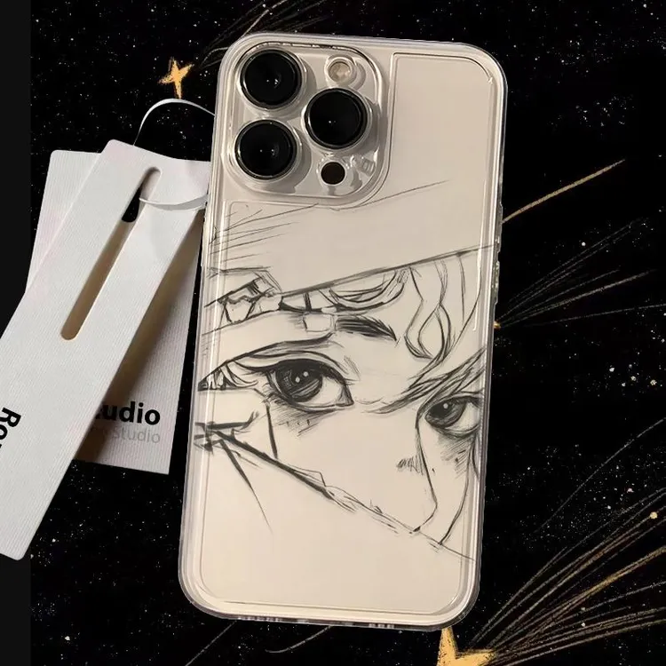 创意漫画眼睛适用iPhone16pro透明手机壳华为小米苹果oppoVIVO新