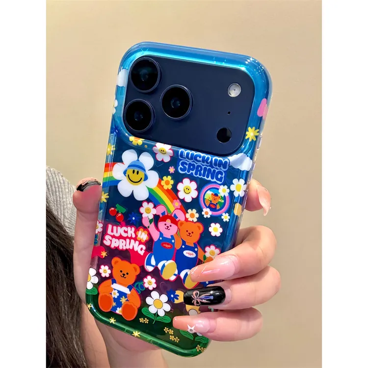 适用苹果iphone17promax韩风小熊16pro个性15创意14ins全包手机壳