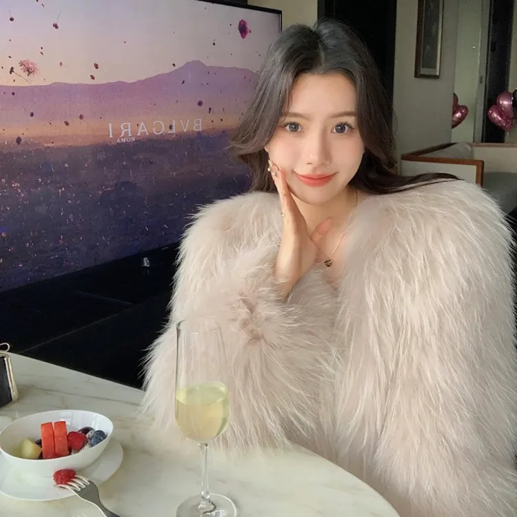 【晶晶家】2025年白貉子毛双面编织温柔洋气秋冬网红洋气炸街女装