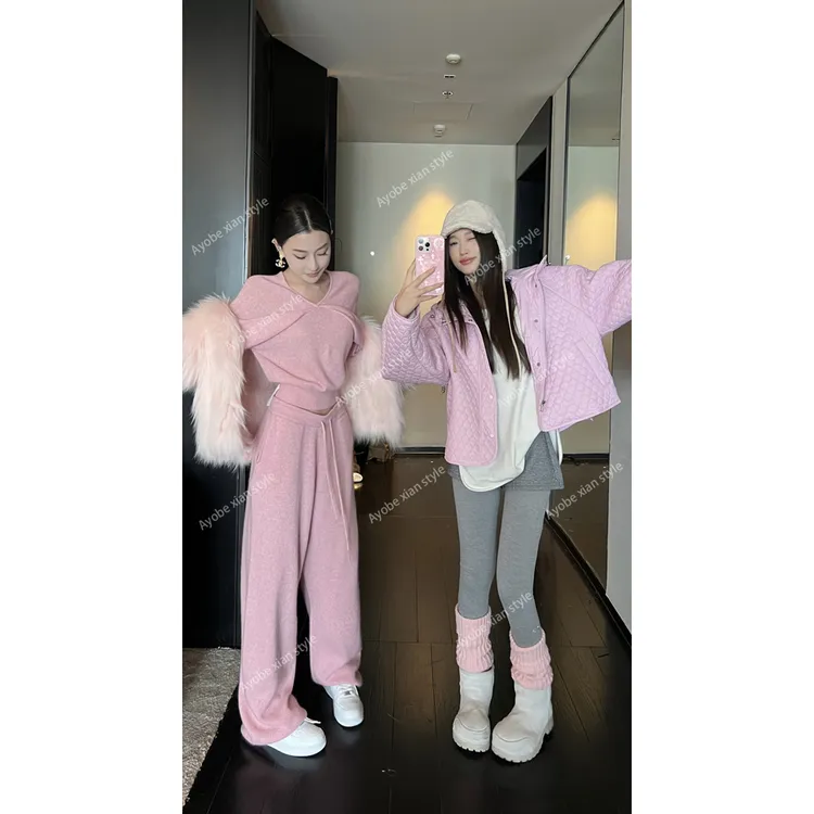 【AYOBE】小贤  气质担当甜美羊毛高品温柔博主风针织显瘦休闲套装