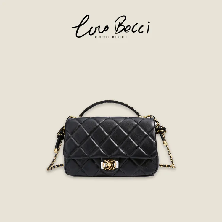 COCO BECCI 羊皮小香风菱格纹斜挎气质百搭包包CFLJD393006