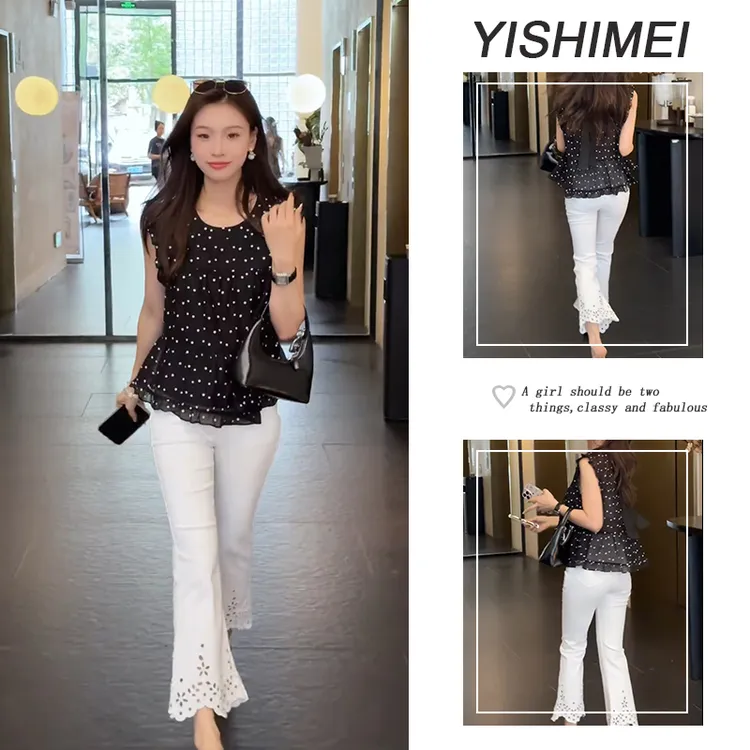 夏季时尚穿搭整一套2025年新款女装INS风上衣显瘦修身长裤两件套