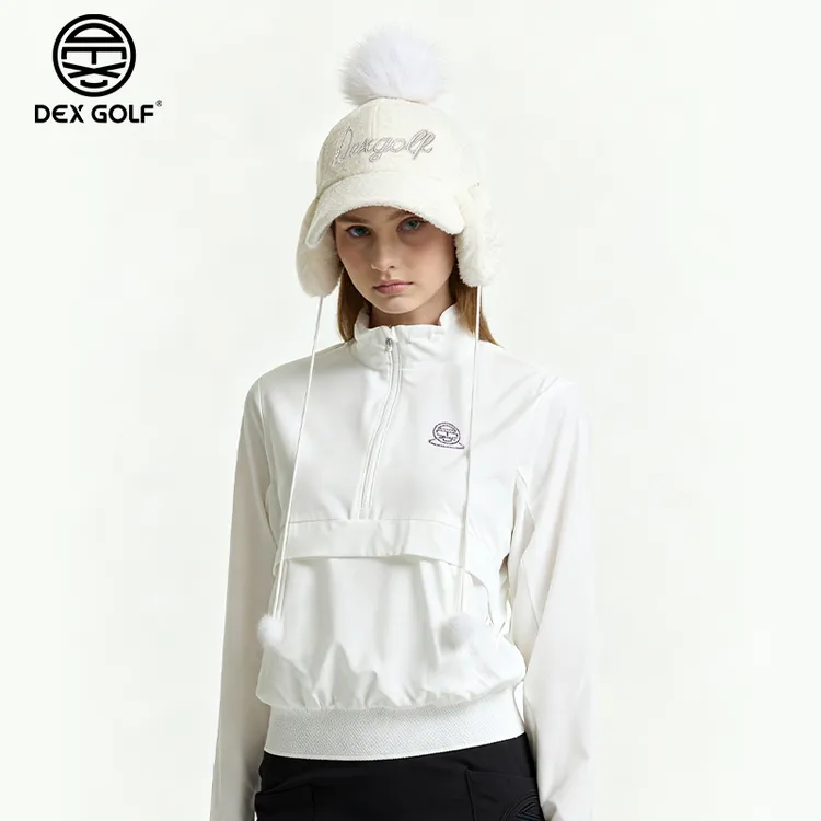 DEXGOLF高尔夫女士球帽秋冬防寒保暖棒球帽加厚护耳帽子防风绳