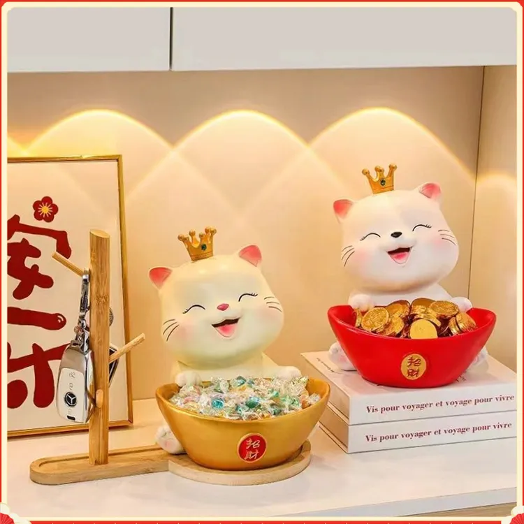 乔迁新居礼招财猫入户门口玄关钥匙收纳摆件客厅鞋柜家居装饰品F