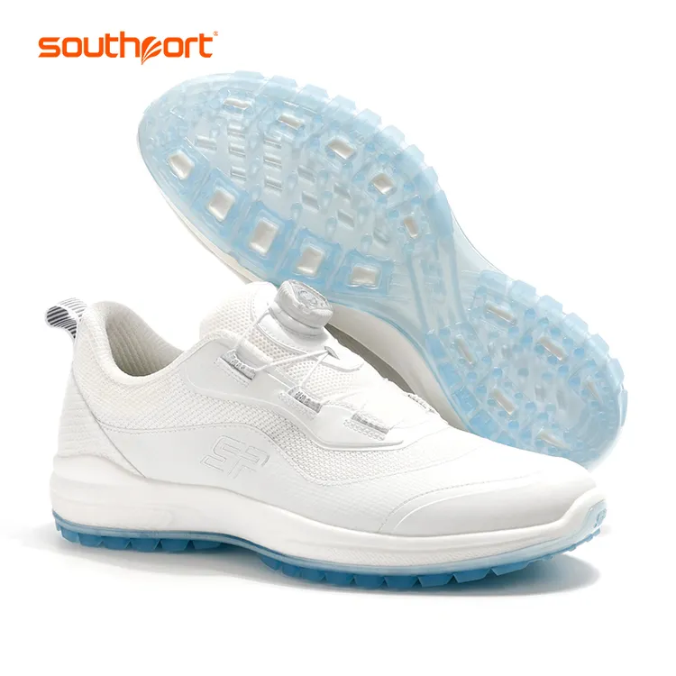 秀仕宝2025新款高尔夫球鞋男士透气防滑减震网面运动鞋旋钮扣鞋带