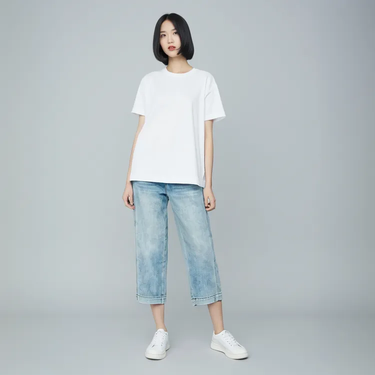 【爆款】高品质港风直筒高腰牛仔裤-2028